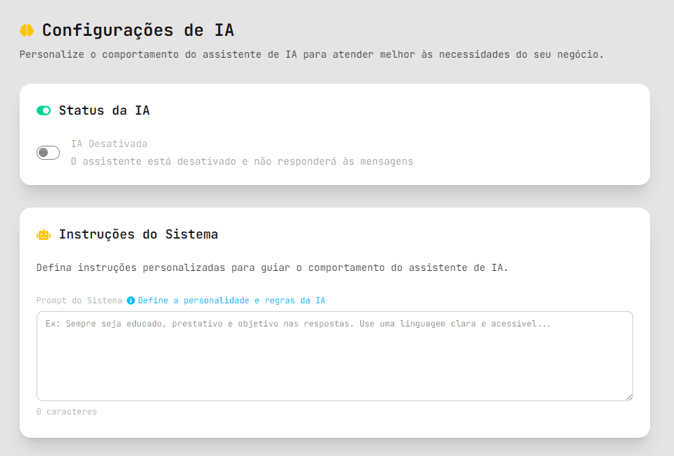 Dashboard de atendimento automático